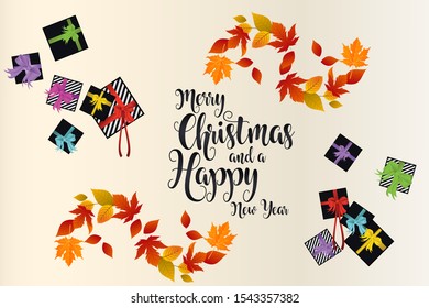 Merry christmas and happy new year vector background illustration