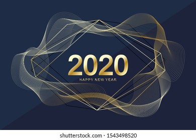 Merry Christmas and Happy New Year 2020 greeting card. Modern futuristic template for 2020. Digital data visualization. Business technology concept. Vector illustration.