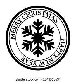 Merry Christmas and Happy New Year post stamp snowflake icon isolated on white vector.