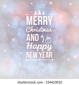 Merry Christmas and Happy new year card. Holiday background and lettering can be easily used together or separately. Vector illustration.