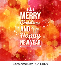 Merry Christmas and Happy new year card. Holiday background and lettering can be easily used together or separately. Vector illustration.