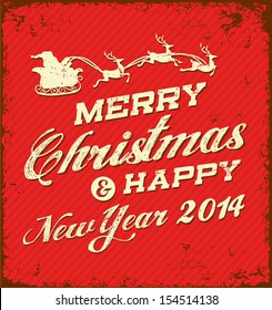 Merry Christmas and Happy New Year retro card