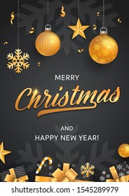 merry christmas and happy new year black backgrounds template with gold glitter elements vacation star party black conceptual background scene ball new golden formal performance dark christmas rich ce