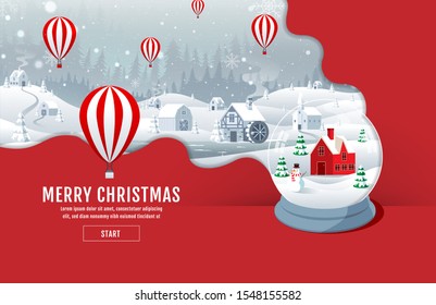 Merry Christmas, happy new year 2020 , calligraphy, landscape winter, vector illustration.