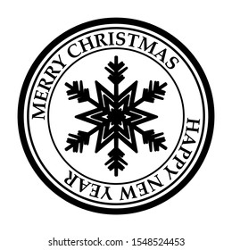 Merry Christmas and Happy New Year post stamp snowflake icon isolated on white vector