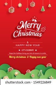 Merry christmas and happy new year greeting card banner template. Use for poster, website, cover, flyer.