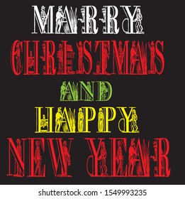 merry christmas and happy new year tshirt design and text style