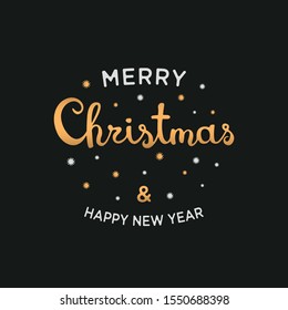 Merry Christmas and Happy New Year lettering template. Vector illustration of Christmas greeting card.