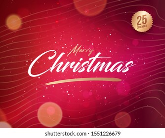 Merry Christmas and Happy New Year lettering greeting card or invitation template. Vector Illustration