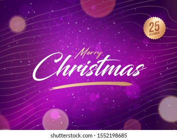 Merry Christmas and Happy New Year lettering greeting card or invitation template. Vector Illustration