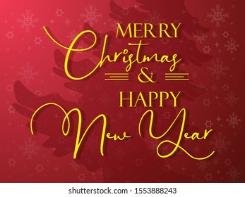 Merry Christmas and Happy New Year Typography Background Design.