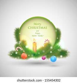 Merry Christmas and Happy New Year. Vector illustration of a beautiful label