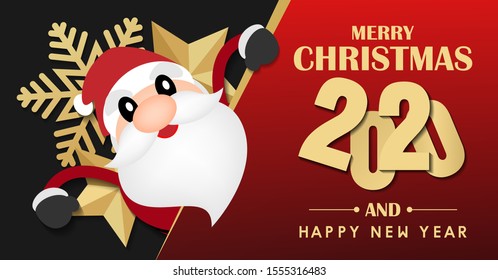 merry christmas and happy new year 2020 vector design