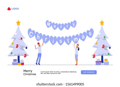 Merry Christmas and Happy New year Vector Illustration Concept , Suitable for web landing page, ui, mobile app, editorial design, flyer, banner, and other related occasion