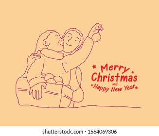 merry christmas and happy new year template background, vector design