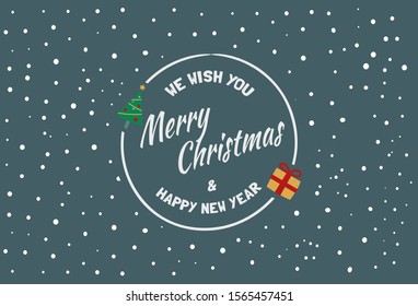 merry christmas and happy new year lettering template. vector vontage illustration. winter holidays. snow background