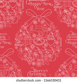 Merry Christmas and Happy New Year Seamless Pattern Vector. Christmas background colorful vector illustration. Decorative Christmas texture for wallpaper, web page background, wrapping paper and etc.