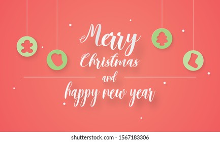 Merry Christmas and happy new year, Paper layer cut, Craft vector