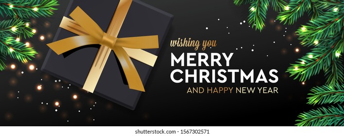 Merry Christmas and Happy New Year. Christmas poster, greeting card, header, website, vector illustration.