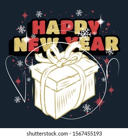 Merry Christmas And Happy New Year Vector Design Gift Box Illustration.