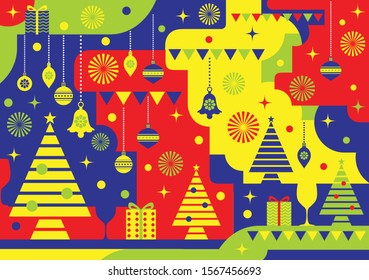 Merry Christmas and Happy New Year Decorative for Greetings Cards or Invitations. Vector Illustration