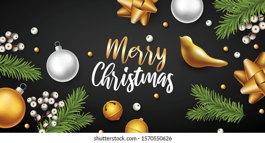 Merry Christmas and happy new year background. Vector illustration with Christmas elements