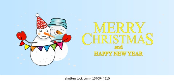 Merry christmas and happy new year banner template or greeting card vector in eps10
