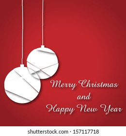 Merry Christmas and Happy New Year red greeting card