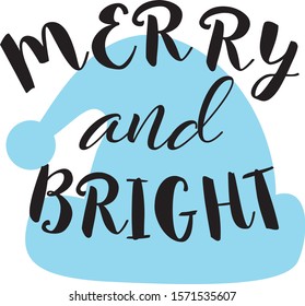Merry Christmas and Happy New Year simple lettering. Calligraphy card sticker graphic design element. Hand written sign. Cartoon style holidays vector Eps.8 . 