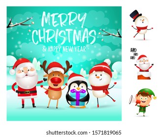 Merry Christmas and happy New Year beautiful poster. Lettering with decorations can be used for invitation and greeting card. Holiday concept