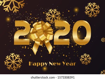 Merry Christmas and Happy New Year 2020 vector greeting card and poster design with snowflake. Vector illustration 