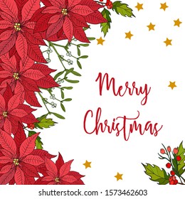 Merry Christmas and Happy New Year greeting card, vector illustration