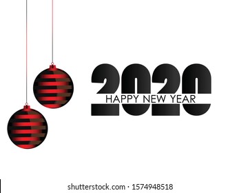 Merry Christmas and Happy New Year 2020 greeting card, vector illustration.