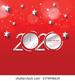 Merry Christmas and Happy New Year 2020 greeting card, vector illustration.