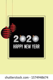 Merry Christmas and Happy New Year 2020 greeting card, vector illustration.