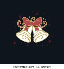 Merry Christmas And Happy New Year Vector Design With Bells.