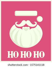 Merry Christmas and Happy New Year greeting card with Santa Claus on pink background. 
