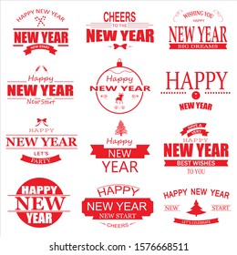 Merry Christmas. Happy New Year. Typography set.