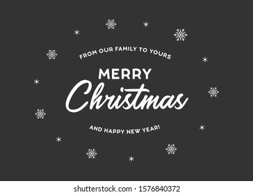 Merry Christmas and Happy New Year Greeting Card, Digital Print, Template, Holiday Vector Text Illustration Background