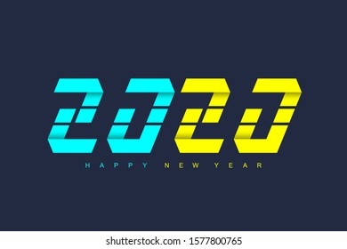 Merry Christmas and Happy New Year 2020 greeting card. Modern futuristic template for 2020. Happy New Year 2020 with flag of Ukraine. Business technology concept. Vector illustration