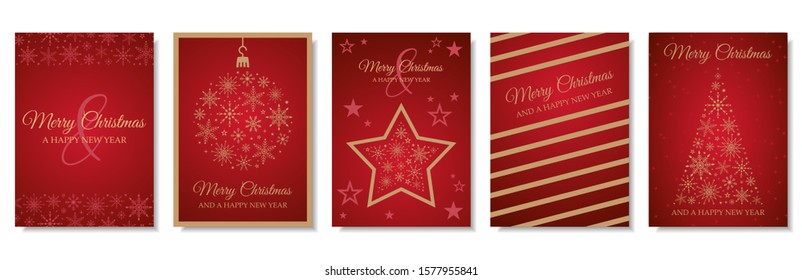 Merry christmas and happy new year cards vector set collection