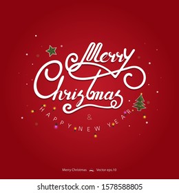 Merry Christmas Lettering Christmas Greeting Card Stock Vector (royalty 
