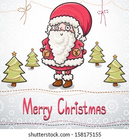 Merry Christmas and Happy New Year postcard with Santa 