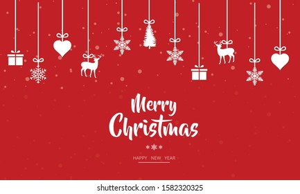 Merry Christmas and Happy New Year template. Greeting card invitation with snowflakes 