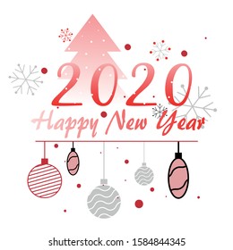 Merry Christmas and Happy New Year poster vector illustration. Festive template with colorful light bulb garland, snowflakes and stars on blue background. Xmas concept