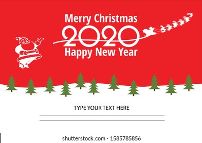 Merry Christmas Happy NEW Year 2020, Background greeting card illustration, with santa claus 