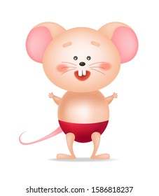 Merry Christmas and Happy New Year, mouse year, 2020, celebration banner, realistic mouse, funny character