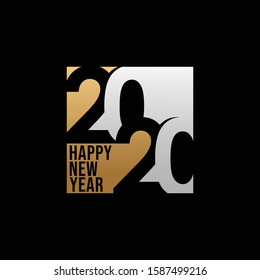 Merry Christmas and Happy New Year 2020 vector banner background. Vector holiday illustration. Happy New Year 2020 vector illustration ornament isolated on black background.