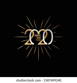 Merry Christmas and Happy New Year 2020 vector banner background. Vector holiday illustration. Happy New Year 2020 vector illustration ornament isolated on black background.