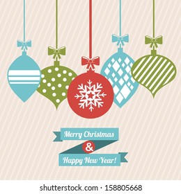 merry christmas and happy new year  over  pink background  vector illustration 